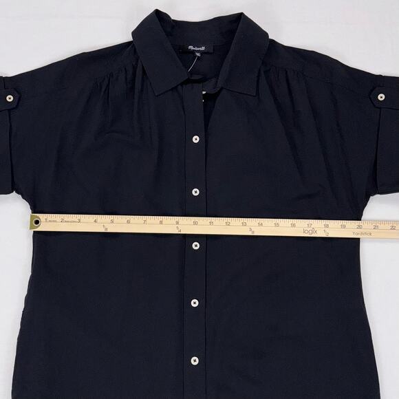 Madewell Collared Button Front Mini Shirtdress Womens XXS True Black - Picture 12 of 13